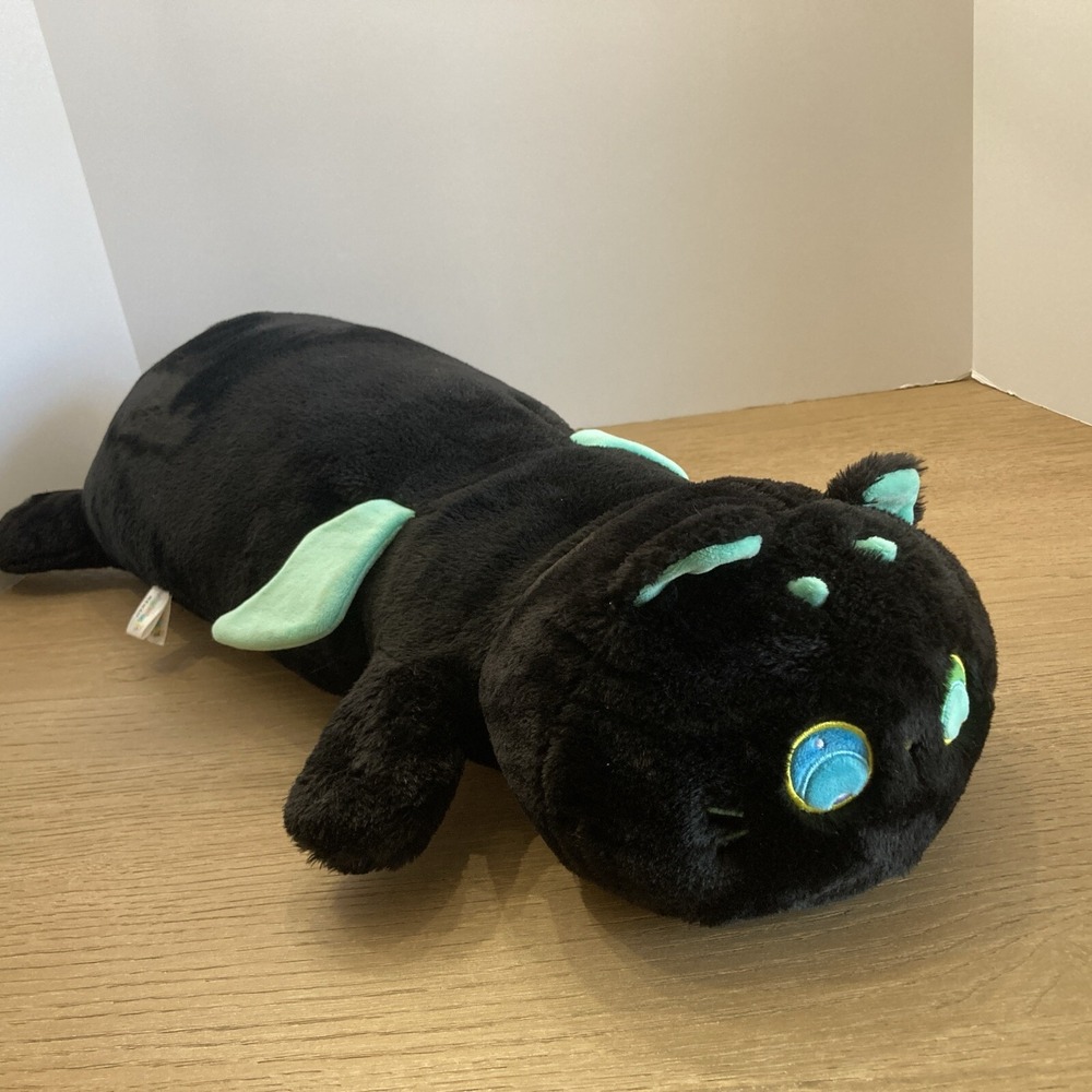 Mewaii Long Black Cat Plush Body Pillow Stuffed Animal Bat 24"